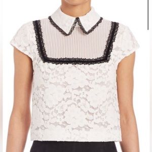 Alice + Olivia pin tuck lace blouse